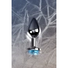 VipMarketim Metal  Anal Plug, Metal, gümüş, mavi kristalli, 8 cm, Ø 3,4 cm, 85 g