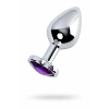VipMarketim Metal  Anal Plug, Metal, gümüş, mor kristalli, 8 cm, Ø 3,4 cm, 85 g