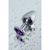 VipMarketim Metal  Anal Plug, Metal, gümüş, mor kristalli, 8 cm, Ø 3,4 cm, 85 g