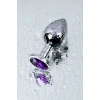 VipMarketim Metal Anal Plug, Metal, Gümüş, Mor Kristalli, 8 Cm, Ø 3,4 Cm, 85 G