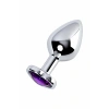 VipMarketim Metal  Anal Plug, Metal, gümüş, mor kristalli, 8 cm, Ø 3,4 cm, 85 g