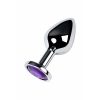 VipMarketim Metal  Anal Plug, Metal, gümüş, mor kristalli, 8 cm, Ø 3,4 cm, 85 g