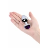 VipMarketim Metal  Anal Plug, Metal, gümüş, mor kristalli, 8 cm, Ø 3,4 cm, 85 g