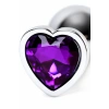 VipMarketim Metal Anal Plug, Metal, Gümüş, Mor Kristalli, 8 Cm, Ø 3,4 Cm, 85 G