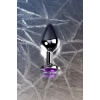 VipMarketim Metal  Anal Plug, Metal, gümüş, mor kristalli, 8 cm, Ø 3,4 cm, 85 g