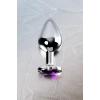 VipMarketim Metal  Anal Plug, Metal, gümüş, mor kristalli, 8 cm, Ø 3,4 cm, 85 g
