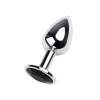 VipMarketim Metal Anal Plug, Metal, gümüş, siyah kristalli, 7 cm, Ø 2,8 cm, 50 g
