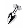 VipMarketim Metal Anal Plug, Metal, Gümüş, Siyah Kristalli, 7 Cm, Ø 2,8 Cm, 50 G