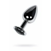 VipMarketim Metal Anal Plug, Metal, gümüş, siyah kristalli, 8,1 cm, Ø 3,4 cm