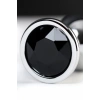 VipMarketim Metal Anal Plug, Metal, Gümüş, Siyah Kristalli, 8,1 Cm, Ø 3,4 Cm
