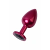 VipMarketim Metal Anal Plug, Metal, Kırmızı, Siyah Kristalli, 8,2 Cm, Ø3,4 Cm, 85 G