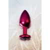 VipMarketim Metal Anal Plug, Metal, Kırmızı, Siyah Kristalli, 8,2 Cm, Ø3,4 Cm, 85 G