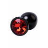 VipMarketim Metal Anal Plug, Metal, Siyah, Kırmızı Kristalli, 8,2 Cm, Ø3,4 Cm, 85 G