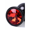 VipMarketim Metal Anal Plug, Metal, Siyah, Kırmızı Kristalli, 8,2 Cm, Ø3,4 Cm, 85 G