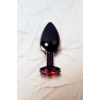 VipMarketim Metal   Anal Plug, Metal, siyah, kırmızı kristalli, 8,2 cm, Ø3,4 cm, 85 g