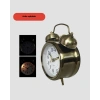 VipMarketim Metal Bronz Nostaljik Masa Saati Alarmlı Büyük Boy Sessiz Mekanizmalı