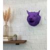 VipMarketim Mor Renk 3D Kurt Başı Duvar Dekoru Asılabilir Maskot Heykel 25x19 cm