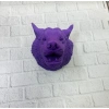 VipMarketim Mor Renk 3D Kurt Başı Duvar Dekoru Asılabilir Maskot Heykel 25x19 cm