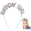 VipMarketim Mor Renk Kristal Taşlı Parlak Birthday Girl Yazılı Taç 16x17 cm
