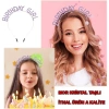 VipMarketim Mor Renk Kristal Taşlı Parlak Birthday Girl Yazılı Taç 16x17 cm