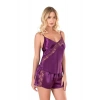 VipMarketim  Mor Saten Babydoll Şort Takımı