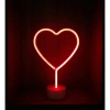 VipMarketim Neon Işıklı Kalp Masa Gece Lambası PİL+USB