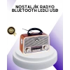 VipMarketim Nostalji Bluetooth Radyo FM AM SW Ahşap Eskitme Tasarım