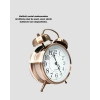 VipMarketim Nostaljik Büyük Boy Metal Masa Saati Bronz Kaplama ve Yüksek Sesli Alarm