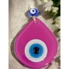 VipMarketim Orta Boy Pembe Damla Desen Nazar Boncuklu Duvar Dekoru Cam Duvar Süsü