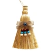 VipMarketim Otantik Ahşap Boncuklu Nazarlıklı Otantik Mini Süpürge Duvar Süsü