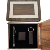 VipMarketim Özel Ahşap Kutulu Mat Siyah Kalem Anahtarlık ve Çakmak Set