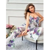 VipMarketim  Özel Tasarım Büyük Beden Çiçek Desenli Fırfırlı 2li Pijama Takımı