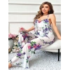 VipMarketim Özel Tasarım Büyük Beden Çiçek Desenli Fırfırlı 2Li Pijama Takımı