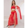 VipMarketim Özel Tasarım Kırmızı Fantezi Dansçı Kostümü