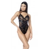 VipMarketim Özel Tasarım Siyah Dantel İşlemeli Önü İp Detaylı Transparan Fantezi Body