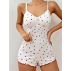 VipMarketim Pamuklu Beyaz Çilek Desenli Tulum Pijama