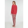 VipMarketim  Pamuklu Kışlık Kare Desenli Uzun Kol Pijama Takımı