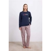 VipMarketim % Pamuklu Uzun Kol Sweatshirt Ve Ekose Pantolon Pijama Takımı (Kod:100)