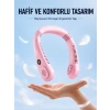 VipMarketim Pembe Boyun Tipi Fan USB Şarjlı Hafif Tasarım Güçlü Hava Üflemeli Serinletici