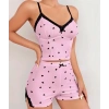 VipMarketim Pembe Kalp Desenli Askılı Şortlu Pijama Takım