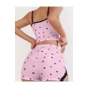 VipMarketim Pembe Kalp Desenli Askılı Şortlu Pijama Takım