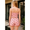 VipMarketim  Pembe Kiraz Desenli Kurdelalı Askılı Şortlu Pijama Takımı