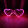 VipMarketim Pembe LED Işıklı Kalp Gözlük – 3 Modlu Parti & Glow Gözlüğü