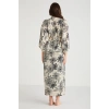 VipMarketim Penye Mood %100  Viskon Çiçek Desen 2li Sabahlık Gecelik Takımı