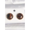 VipMarketim Pirinç Gold Renk 3D Daire Leopar Model Kadın Küpe 5886