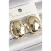 VipMarketim Pirinç Gold Renk İşlemeli Bombe Oval Model Kadın Küpe 5886