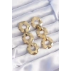 VipMarketim Pirinç Gold Renk Oval Ayna Model Sallantılı Küpe 5886