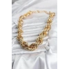 VipMarketim Pirinç Gold Renk Sarmal Halat Model Kadın Kolye 5886
