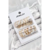 VipMarketim Pirinç Karışık Halka Model Gold Renk 6 Çift Kadın Küpe Set 5886