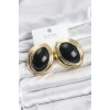 VipMarketim Pirinç Siyah Badem Model Vintage Gold Kadın Küpe 5886